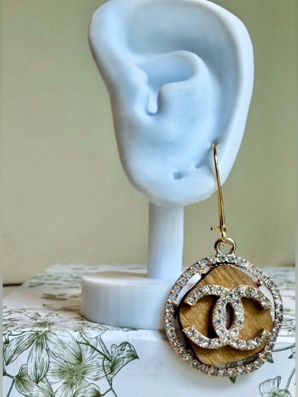 CC Gold-Tone Crystal Logo Drop Earrings - Women Jewelry